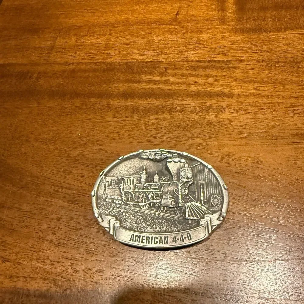 Vintage AMERICAN 4-4-0 Train Belt Buckle Steam Engine Railroad